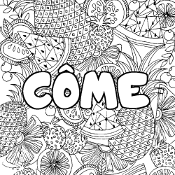 Coloring page first name CÔME - Fruits mandala background