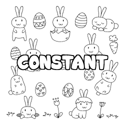 Coloring page first name CONSTANT - Easter background