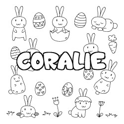 Coloring page first name CORALIE - Easter background