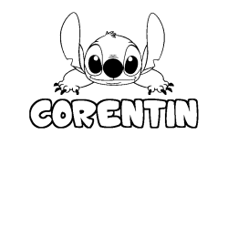 Coloring page first name CORENTIN - Stitch background