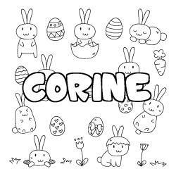 Coloring page first name CORINE - Easter background