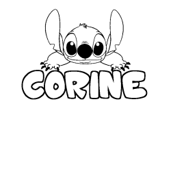 Coloring page first name CORINE - Stitch background