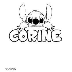 Coloring page first name CORINE - Stitch background