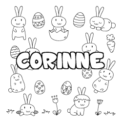 Coloring page first name CORINNE - Easter background