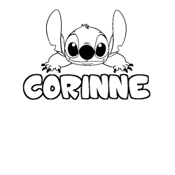 Coloring page first name CORINNE - Stitch background