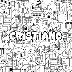 Coloring page first name CRISTIANO - City background