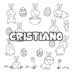 Coloring page first name CRISTIANO - Easter background