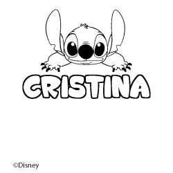 Coloring page first name CRISTINA - Stitch background