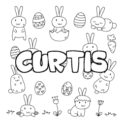 Coloring page first name CURTIS - Easter background