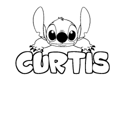 Coloring page first name CURTIS - Stitch background