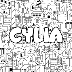 Coloring page first name CYLIA - City background