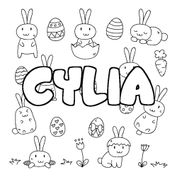 Coloring page first name CYLIA - Easter background