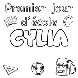 Coloring page first name CYLIA - School First day background