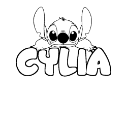 Coloring page first name CYLIA - Stitch background