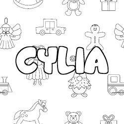 Coloring page first name CYLIA - Toys background