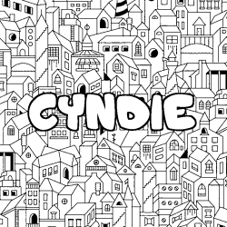 Coloring page first name CYNDIE - City background