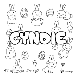 Coloring page first name CYNDIE - Easter background