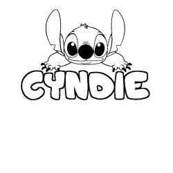 Coloring page first name CYNDIE - Stitch background