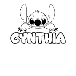 Coloring page first name CYNTHIA - Stitch background