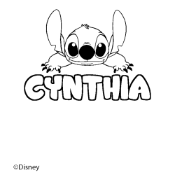 Coloring page first name CYNTHIA - Stitch background