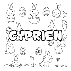 Coloring page first name CYPRIEN - Easter background