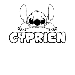 Coloring page first name CYPRIEN - Stitch background