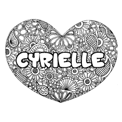 Coloring page first name CYRIELLE - Heart mandala background
