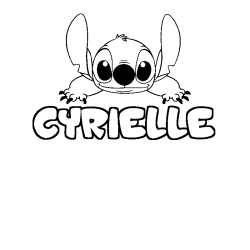 Coloring page first name CYRIELLE - Stitch background