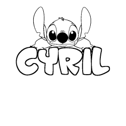 Coloring page first name CYRIL - Stitch background