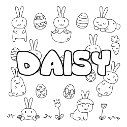 Coloring page first name DAISY - Easter background