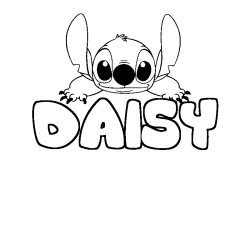 Coloring page first name DAISY - Stitch background