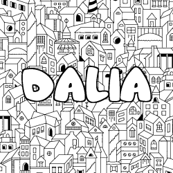 Coloring page first name DALIA - City background