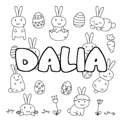 Coloring page first name DALIA - Easter background