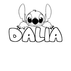 Coloring page first name DALIA - Stitch background
