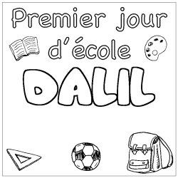 Coloring page first name DALIL - School First day background