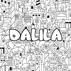 Coloring page first name DALILA - City background