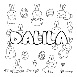 Coloring page first name DALILA - Easter background