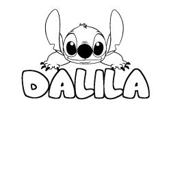 Coloring page first name DALILA - Stitch background