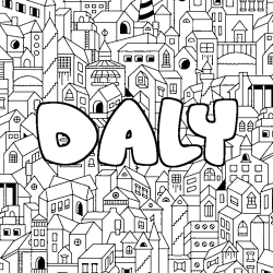 Coloring page first name DALY - City background