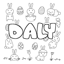Coloring page first name DALY - Easter background