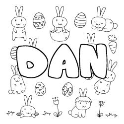 Coloring page first name DAN - Easter background