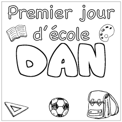 Coloring page first name DAN - School First day background