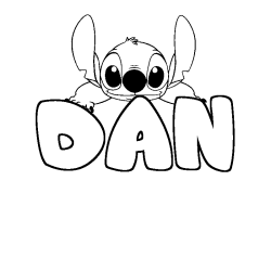 Coloring page first name DAN - Stitch background