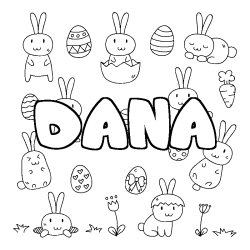 Coloring page first name DANA - Easter background