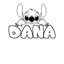 Coloring page first name DANA - Stitch background