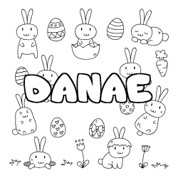 Coloring page first name DANAE - Easter background