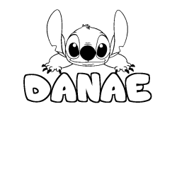 Coloring page first name DANAE - Stitch background