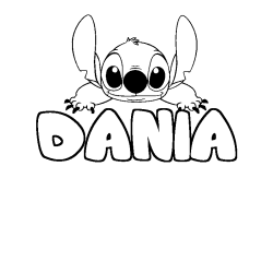Coloring page first name DANIA - Stitch background
