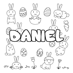 Coloring page first name DANIEL - Easter background