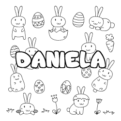 Coloring page first name DANIELA - Easter background